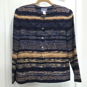 Pendleton Womans 100% Silk Colarless Dress Jacket, Shoulder Pads, Size 8